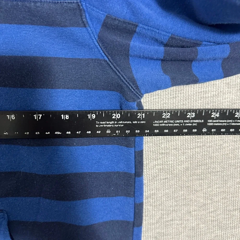 Hurley Boys Youth Size XL 13-15Y Blue Striped Henley Pullover Hoodie Sweatshirt